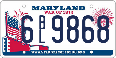 MD license plate 6BL9868