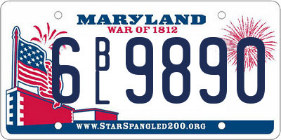 MD license plate 6BL9890