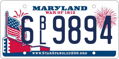 MD license plate 6BL9894