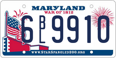 MD license plate 6BL9910