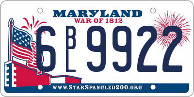 MD license plate 6BL9922