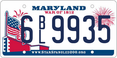 MD license plate 6BL9935