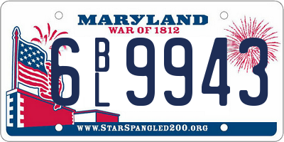 MD license plate 6BL9943