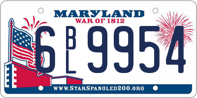 MD license plate 6BL9954