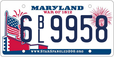 MD license plate 6BL9958