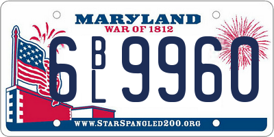 MD license plate 6BL9960