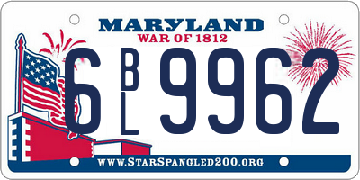 MD license plate 6BL9962