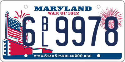 MD license plate 6BL9978