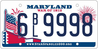 MD license plate 6BL9998