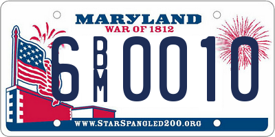 MD license plate 6BM0010