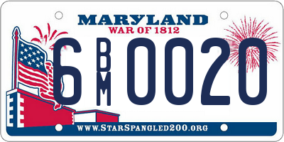 MD license plate 6BM0020