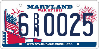 MD license plate 6BM0025
