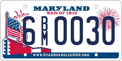 MD license plate 6BM0030