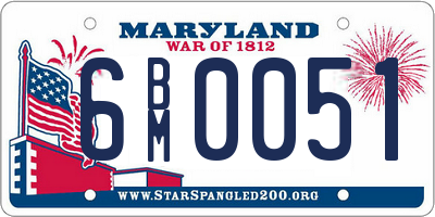MD license plate 6BM0051