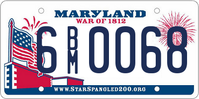 MD license plate 6BM0068