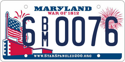 MD license plate 6BM0076