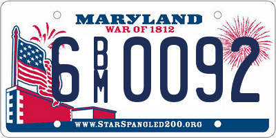 MD license plate 6BM0092