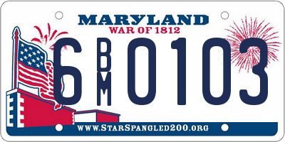 MD license plate 6BM0103