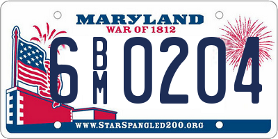 MD license plate 6BM0204