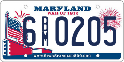 MD license plate 6BM0205