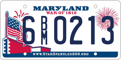 MD license plate 6BM0213