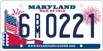 MD license plate 6BM0221