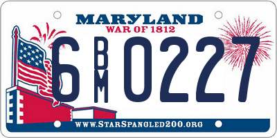 MD license plate 6BM0227