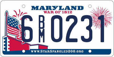 MD license plate 6BM0231