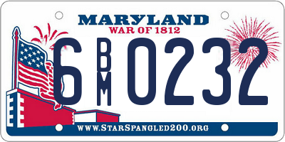 MD license plate 6BM0232