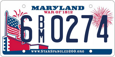 MD license plate 6BM0274