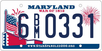 MD license plate 6BM0331