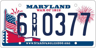 MD license plate 6BM0377