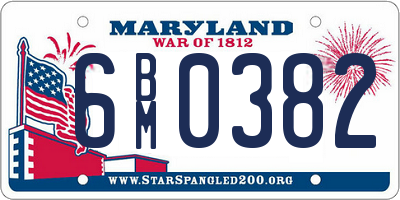 MD license plate 6BM0382