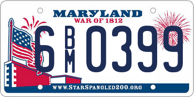 MD license plate 6BM0399
