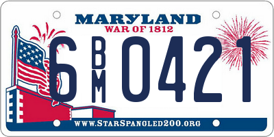 MD license plate 6BM0421