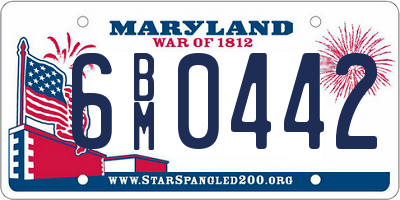 MD license plate 6BM0442
