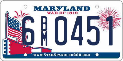 MD license plate 6BM0451