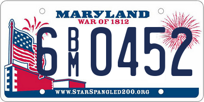 MD license plate 6BM0452