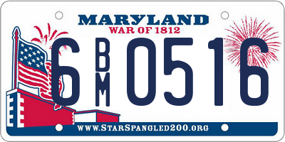 MD license plate 6BM0516