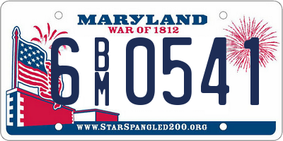 MD license plate 6BM0541