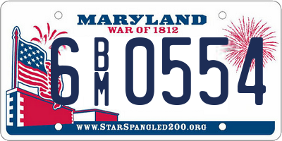 MD license plate 6BM0554