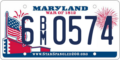 MD license plate 6BM0574
