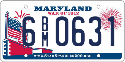 MD license plate 6BM0631