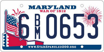 MD license plate 6BM0653