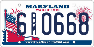 MD license plate 6BM0668