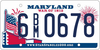 MD license plate 6BM0678