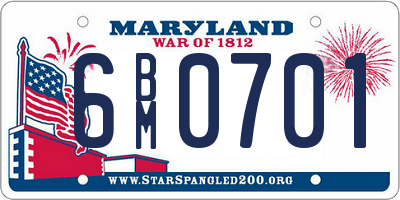 MD license plate 6BM0701