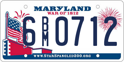 MD license plate 6BM0712