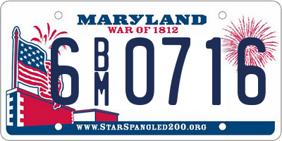 MD license plate 6BM0716