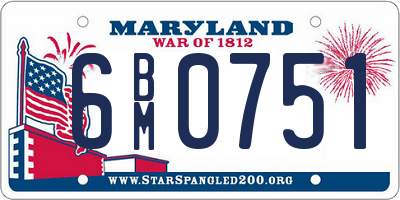 MD license plate 6BM0751